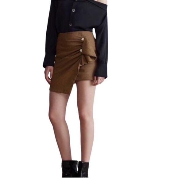 N12H Houndstooth Skirt S Exhibitionist Wrap Assym Ruffle Boho Fairy Acubi City - Picture 4 of 12